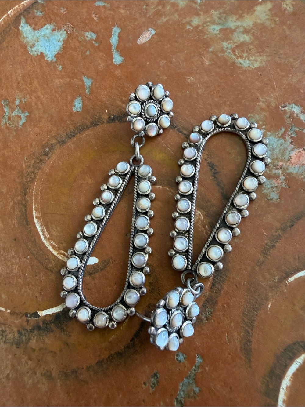 Sterling Silver Mother-of-Pearl Teardrop Dangle Earrings